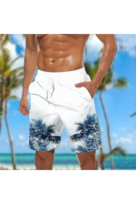 Mens Beach Shorts Clearance,Men's Swim Trunks no Liner 9 Inch Quick Dry Bathing Suit Hawaiian Swimsuits Tropical Beach Shorts with Pockets