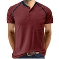thumbnail image 1 of cllios Mens Henley Shirts Short Sleeve Round Neck T-Shirts Solid Color Basic Work Tees with Pocket Slim Fitted Muscle Tops, 1 of 5