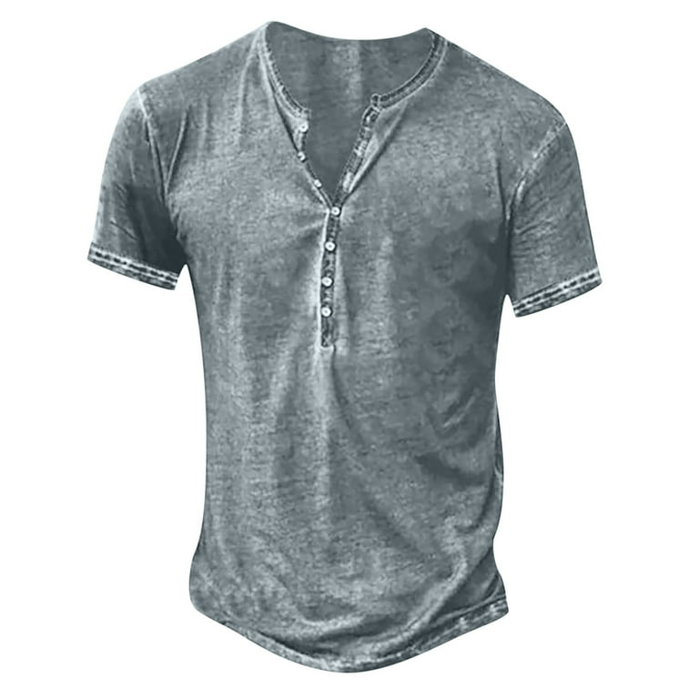 cllios Mens Henley T Shirts Vintage Distressed Short Sleeve Shirts Classic Seven Button V Neck Muscle Tee Shirts for Men Walmart
