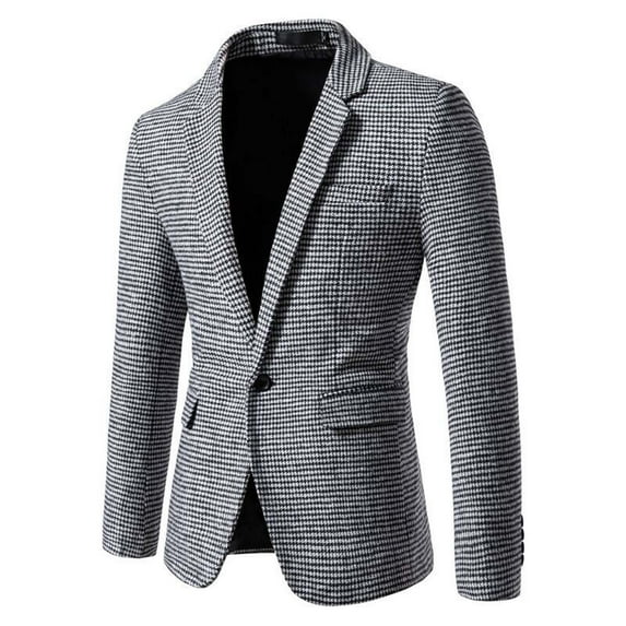 cllios Mens Herringbone Blazer Vintage Tweed Sport Coat Jacket Checkered Slim Fit One Button Suit Blazer Solid Notched Lapwl Tuxedo Jackets with Pocket