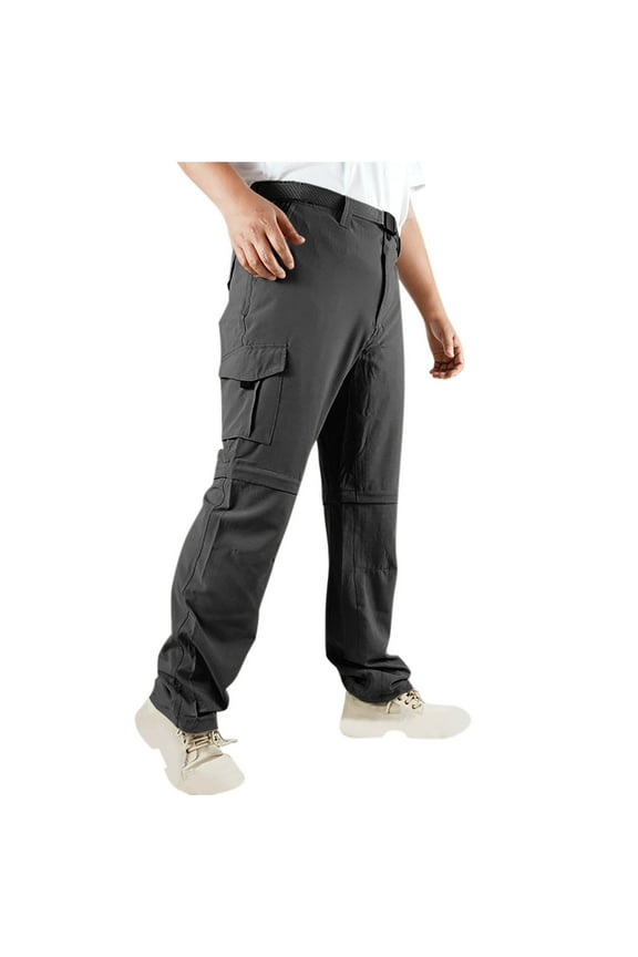 Mens Hiking Pants Convertible Zip Off Cargo Pants Lightweight Quick Dry Work Trousers with Multi Pockets Outdoor Camping Travel Pants