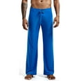 thumbnail image 1 of cllios Mens Ice Silk Long Yoga Pant Low Rise Elastic Drawstring Sleep Bottom, 1 of 8