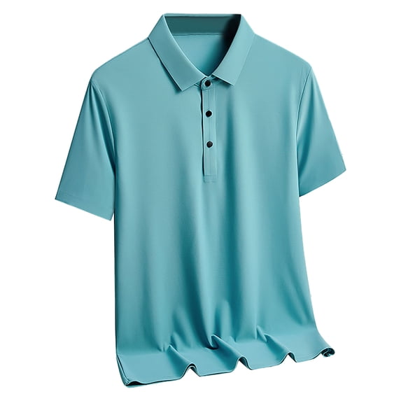cllios Mens Ice Silk Tshirts Quick Dry Short Sleeve Golf Shirts Casual Button Up Collared T-Shirts Loose Fitting Tennis Tops Business Work Pullover of the Day