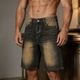 thumbnail image 1 of cllios Mens Jean Shorts with Pockets Flex Flat Front Denim Shorts Comfort Performance Jean Short for Summer Casual Dark Gray XL, 1 of 6