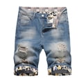 thumbnail image 1 of cllios Mens Jeans Shorts Ripped Distressed Shorts Trendy Personality Denim Shorts Summer Jean Short Pants Cozy Work Shorts Young Adult Shorts, 1 of 5