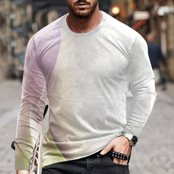 cllios Mens Long Sleeve Shirts 3D Graphic Tee Big & Tall Casual Crew Neck Tops Novelty Trendy T Shirts