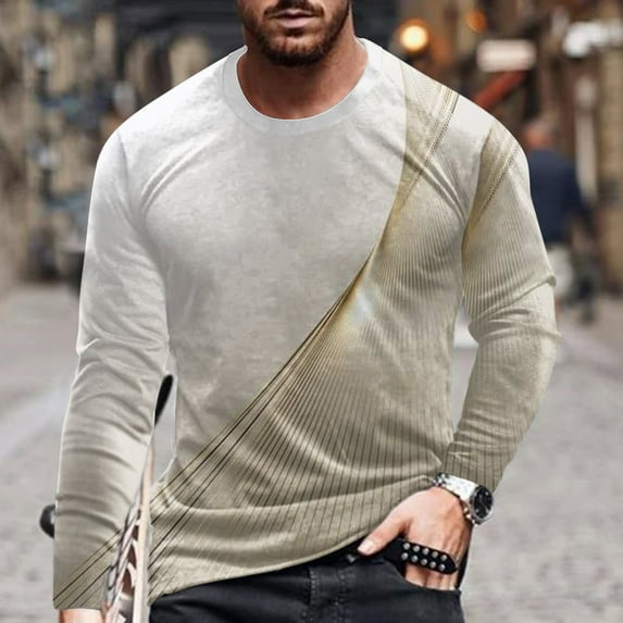 cllios Mens Long Sleeve Shirts Casual 3D Optical Illusion Graphic Pullover Crewneck Loose Tee Shirts Fall Fashion Athletic Sweatshirts White XXXL