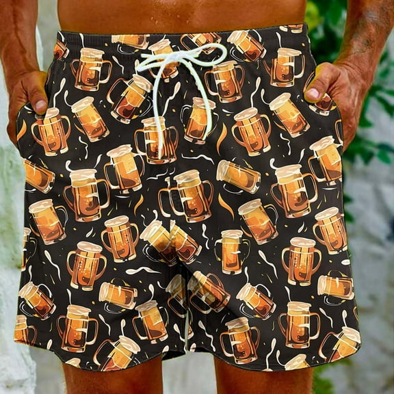 cllios Mens Oktoberfest Swim Trunks Big and Tall Quick Dry Elastic Waist Swim Shorts Drawstring Summer Beach Shorts with Pockets
