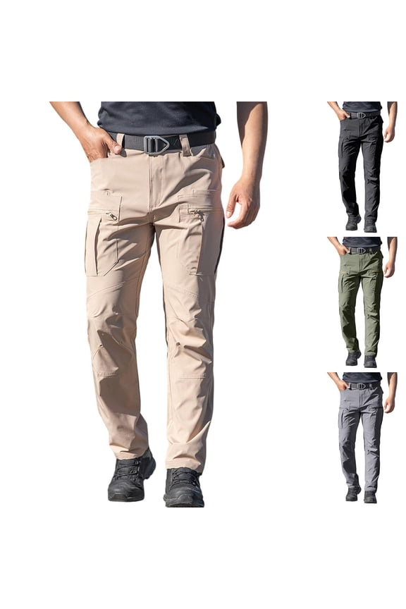 Mens Work Pants with Multiple Pockets by cllios Father's Day Gifts for Son Men's Outdoor Cargo Pants, Gray
