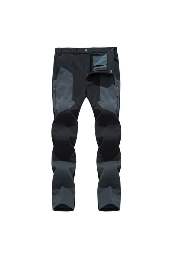 Mens Outdoor Hiking Pants Patchwork Waterproof Fleece Lined Cargo Pants Lightweight Fishing Pants Convertible Zip Off Work Trousers Multi Pockets Outdoor Sports Cycling Climbing Trousers