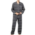thumbnail image 1 of cllios Mens Pajamas Set Soft Notched Collar Pajamas for Men Stripes Long Sleeve Mens Sleepwear with Pockets, 1 of 6