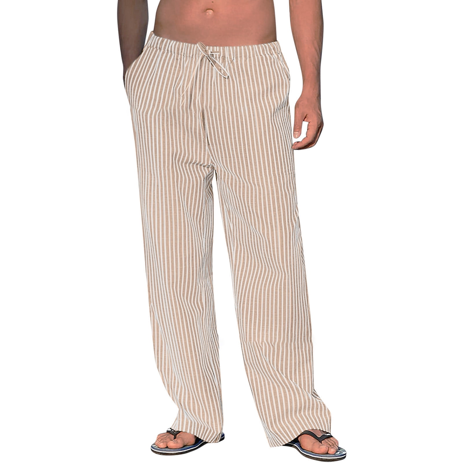 cllios Mens Pants Elastic Waist, Men's Pants Solid Color Drawstring