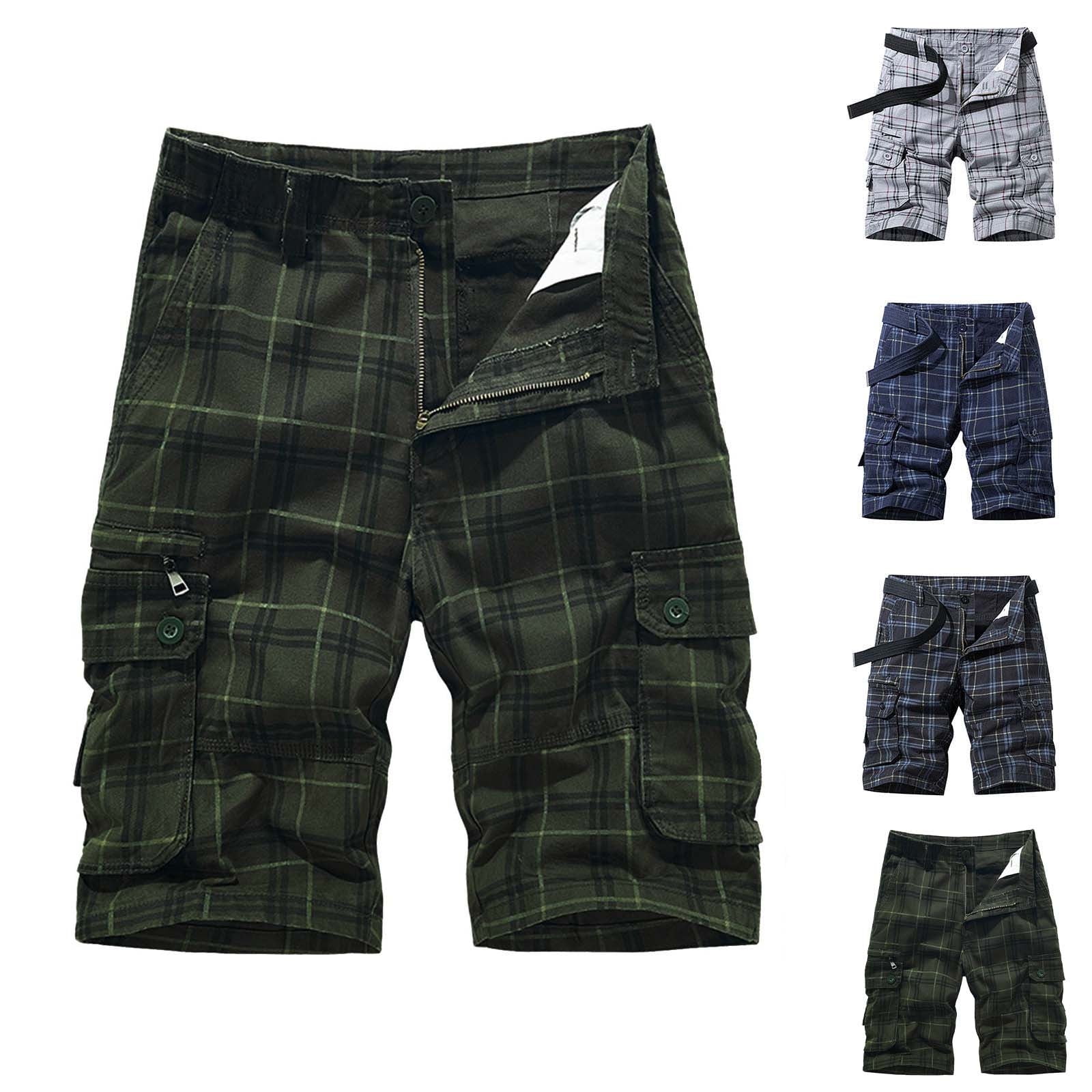 cllios-Mens-Plaid-Cargo-Shorts