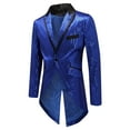 thumbnail image 1 of cllios Mens Sequin Tuxedo Jacket Slim Fit Tailcoat Dress Coat Swallowtail Dinner Party Wedding Blazer Suit, 1 of 3