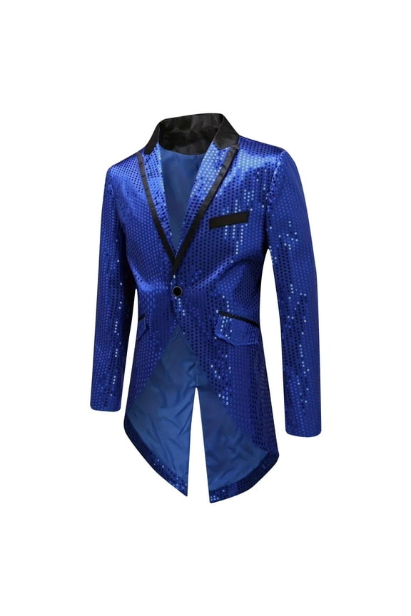Mens Sequin Tuxedo Jacket Slim Fit Tailcoat Dress Coat Swallowtail Dinner Party Wedding Blazer Suit
