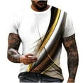 thumbnail image 1 of cllios Mens Shirts Trendy 3D Optical Illusion Print Crew Neck T-Shirt Summer Casual Short Sleeve Graphic Print Tops Cool Muscle Workout Athletics Tee Gold M, 1 of 4
