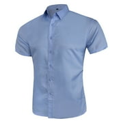 cllios Mens Short Sleeve Dress Shirts Wrinkle Free Solid Button Down T Shirts Summer Business Casual Formal Shirt Regular Big and Tall Dress Shirts