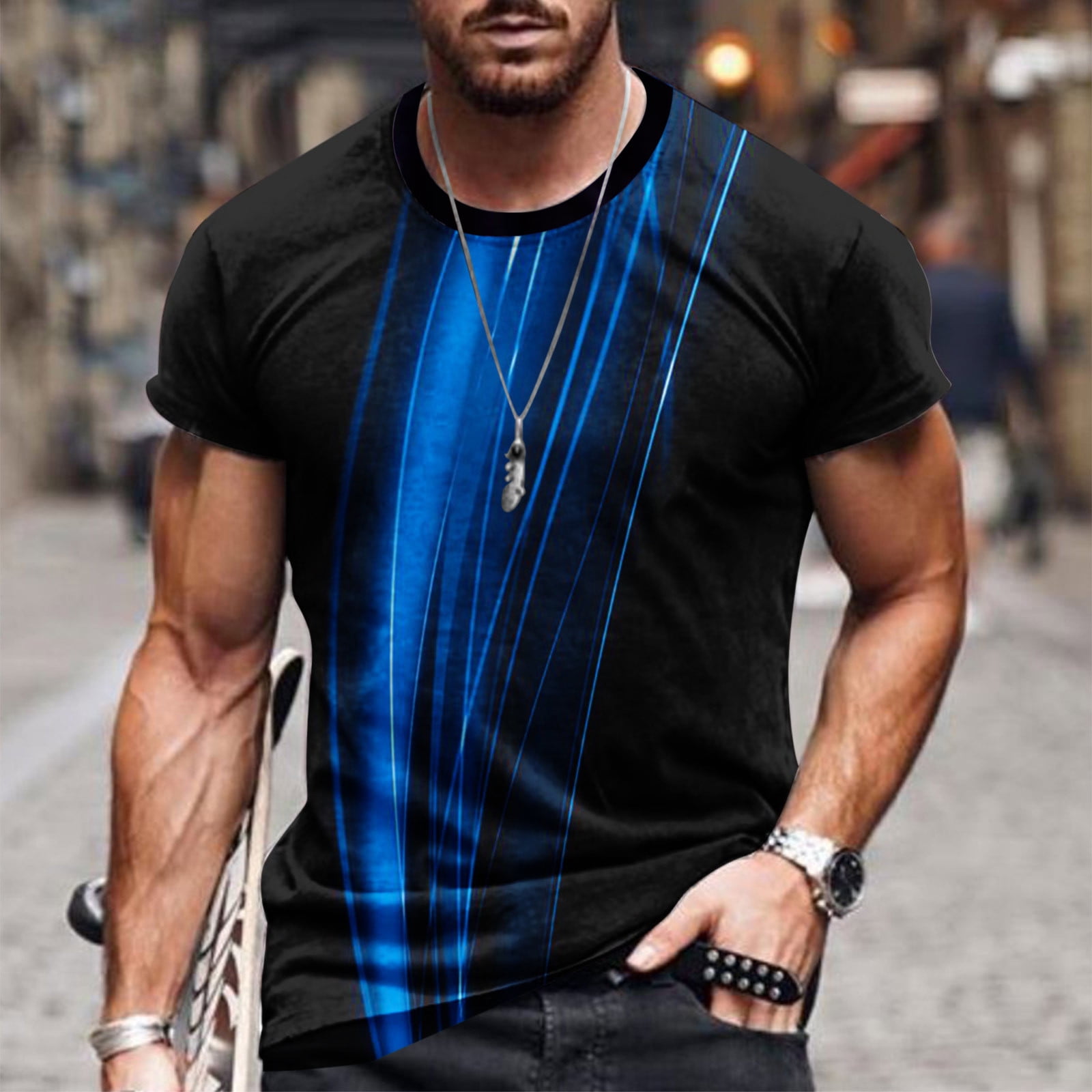 cllios Mens Short Sleeve Shirts 3D Optical Illusion Graphic Tee