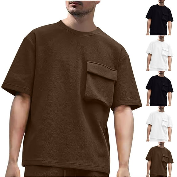 cllios Mens Short Sleeve T Shirts Crew Neck Casual Summer Basic Shirt Lightweight Tee Tops with Pocket in Front
