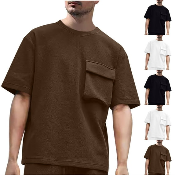cllios Mens Short Sleeve T Shirts Crew Neck Casual Summer Basic Shirt Lightweight Tee Tops with Pocket in Front