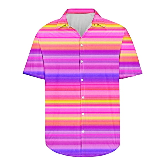 cllios Mens Striped Summer Shirts Casual Button Down Short Sleeve Beach Tshirts Stylish Untucked Hawaiian Shirts Big and Tall