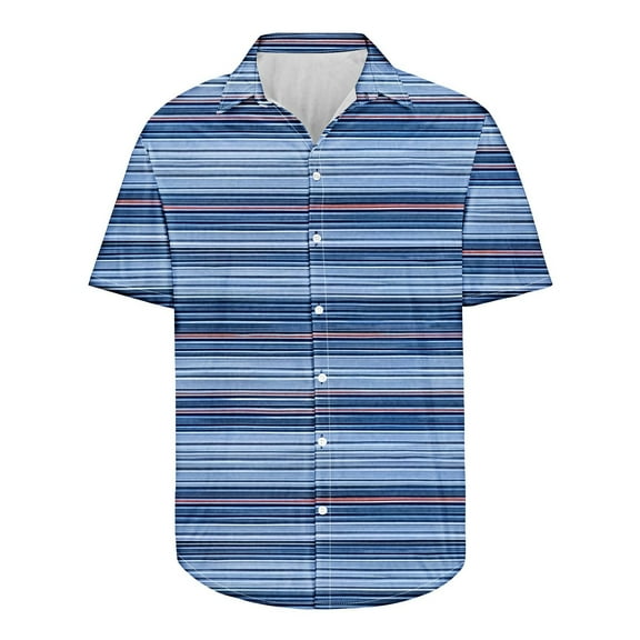 cllios Mens Striped Summer Shirts Casual Button Down Short Sleeve Beach Tshirts Stylish Untucked Hawaiian Shirts Big and Tall