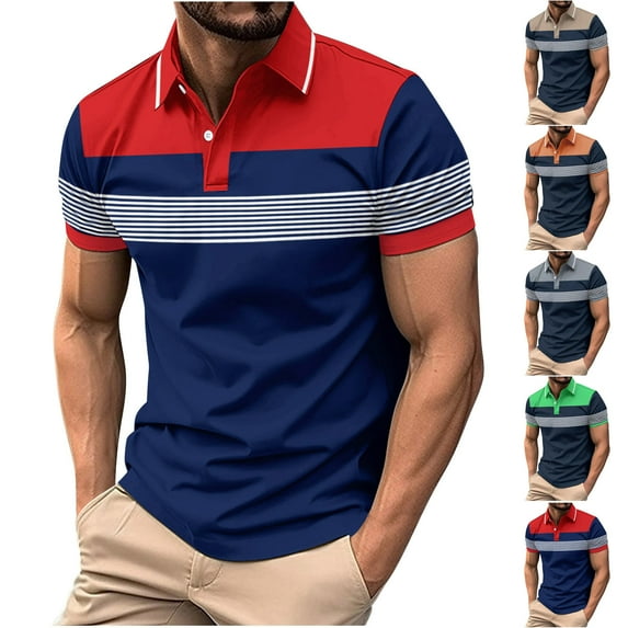 cllios Mens Summer Golf Shirts Regular Fit Short Sleeve Work T Shirts Casual Button Up Collared Tees