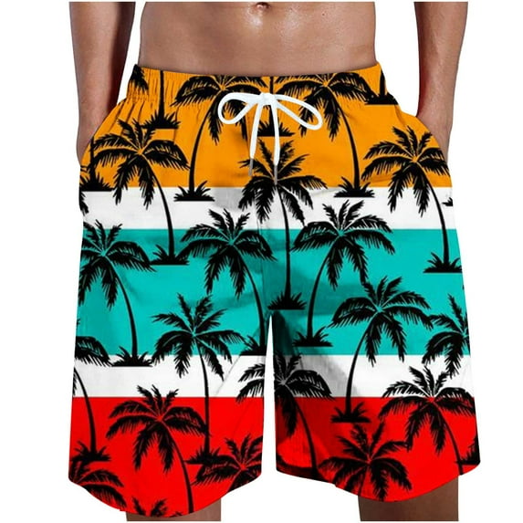 cllios Mens Summer Hawaiian Shorts Fashion Graphic Beach Shorts Palm Trees Surfing Shorts Lightweight Breathable Comfort Sporting Shorts Quick Dry Board Shorts Swim Trunks Mint Green L