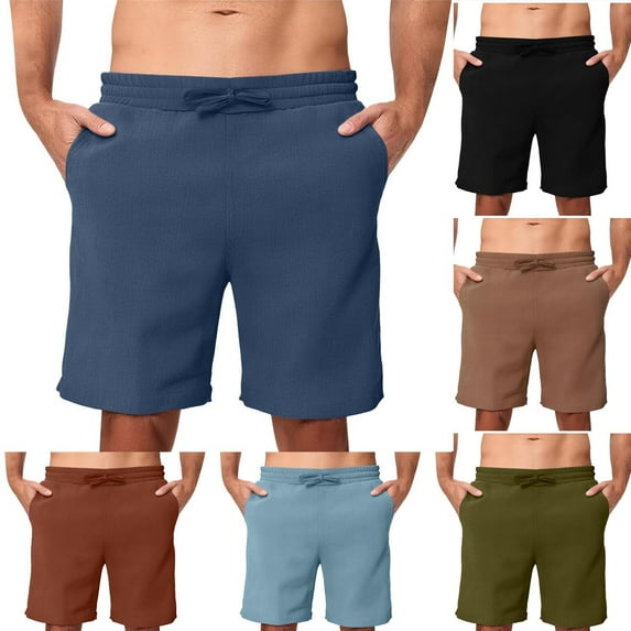 cllios Mens Sweat Shorts Summer Casual Solid Color Bermuda Shorts with Pockets Drawstring Elastic Waist Athletic Gym Shorts