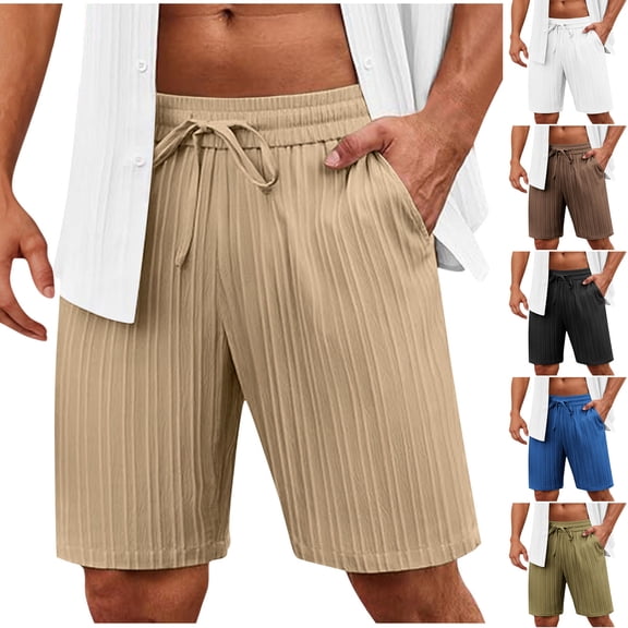 cllios Mens Sweat Workout Shorts 5 Inch Inseam Casual Athletic Jogger Short Shorts for Men Fashion Striped Textured Drawstring Gym Shorts