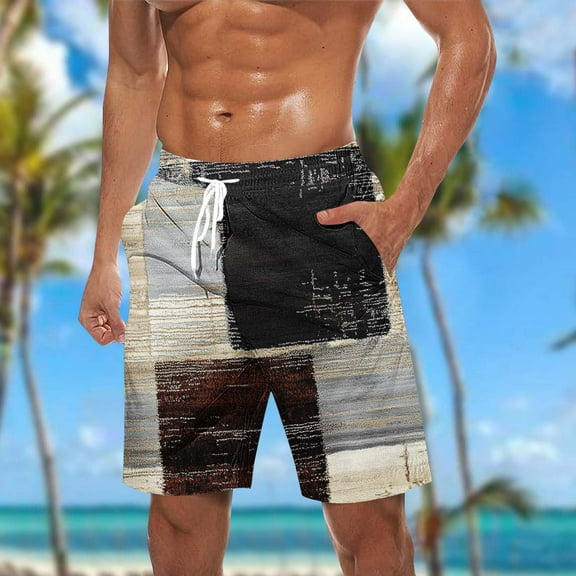 cllios Mens Swim Shorts 4 Way Stretch Short Bathing Suits Swim Trunks Elastic Waisted Drawstring Quick Dry Board Shorts Beachwear with Pockets Mens Shorts Clearance