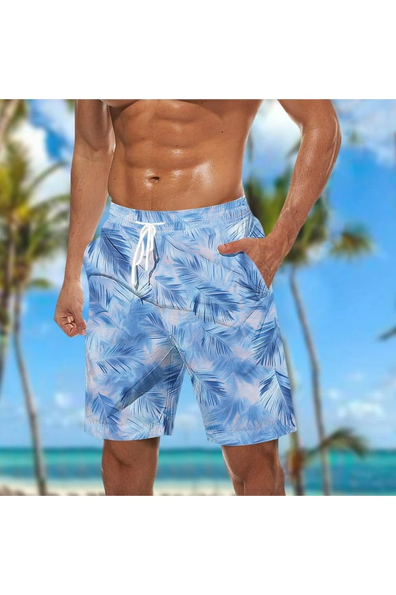 Mens Swim Trunks 9 Inch Stretch Swimming Shorts Quick Dry Board Shorts without Liner Lightweight Elastic Waisted Drawstring Beach Shorts Summer Hawaiian Shorts for Men