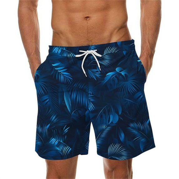 cllios Mens Swim Trunks Big and Tall Palm Tree Tropical Beach Shorts Men's Bathing Suits with Pockets 9 Inch Quick Dry Surfing Board Shorts
