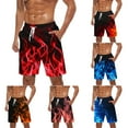 thumbnail image 1 of cllios Mens Swim Trunks Trendy Flame Print Drawstring Elastic Waist Swimming Shorts Quick Dry Beach Shorts Lightweight Summer Holiday Vacation Board Shorts, 1 of 6