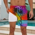 thumbnail image 1 of cllios Mens Swim Trunks with Compression Liner 2 in 1 Board Shorts 9 Inch Quick Dry Swimming Trunks with Pockets Summer Tropical Print Beach Shorts, 1 of 5