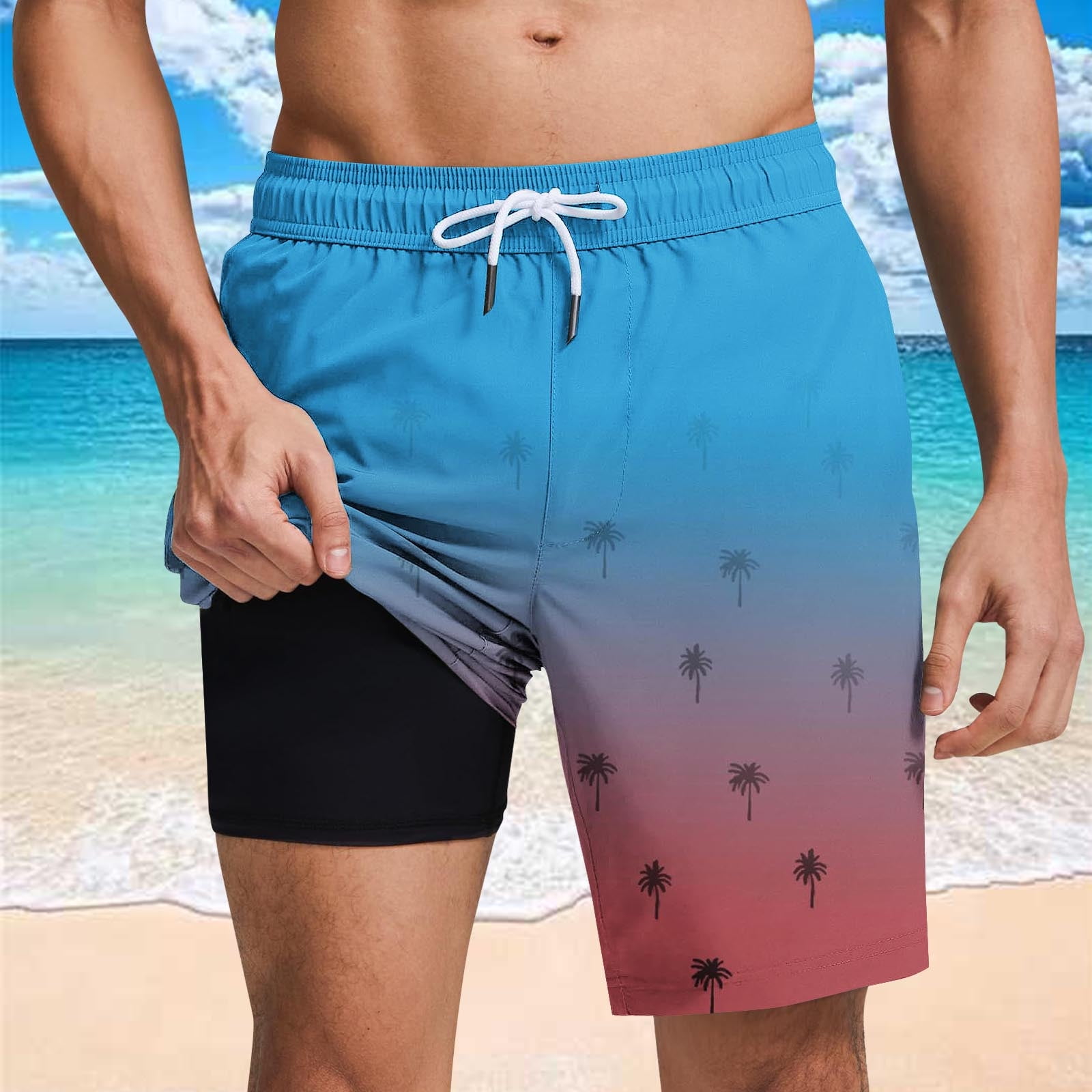 cllios Mens Swim Trunks with Compression Lining Quick Dry Bathing Suits ...