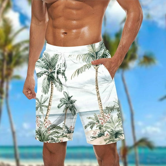 cllios Mens Swimming Shorts Long,5 Inch Quick Dry Swim Trunks Drawstring Bathing Suits Swimwear Big and Tall Hawaiian Beach Shorts for Men Swim Trunks
