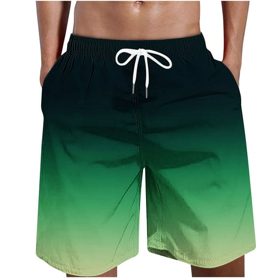 cllios Mens Swimming Trunks,Men's Gradient Swim Shorts Big and Tall Quick Dry Drawstring Beach Shorts Summer Holiday Hawaiian Shorts