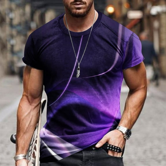 cllios Mens T-Shirts 3D Optical Illusion Graphic Tee Casual Crew Neck Pullover Shirt Long Sleeve Workout Tee Shirt Trendy Designer Printed Shirts