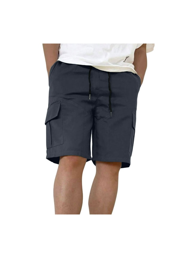 Mens Tactical Cargo Shorts Military Work Shorts Casual Drawstring Stretch Waist Shorts with Multi Pockets Outdoor Hiking Work Pants