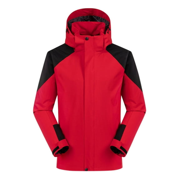 cllios Mens Waterproof Rain Jacket Trendy Color Block Lightweight Windbreak Jacket Hooded Outdoor Coats with Zipper Pockets Shell Jacket for Hunting Hiking