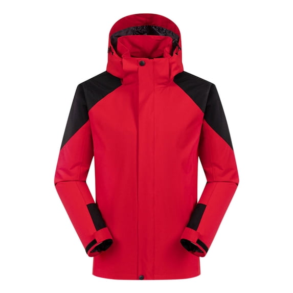 cllios Mens Waterproof Rain Jacket Trendy Color Block Lightweight Windbreak Jacket Hooded Outdoor Coats with Zipper Pockets Shell Jacket for Hunting Hiking