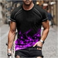 thumbnail image 1 of cllios Muscle Shirts for Men 3D Flame Graphic Tees Casual Short Sleeve Crew Neck Tops Big and Tall Summer Shirt Workout Athletics Tee Shirt Purple L, 1 of 5