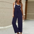 thumbnail image 1 of cllios Overalls for Women Summer Linen Jumpsuit Casual Drawstring High Waist Rompers Loose Sleeveless Wide Leg Overall with Front Zipper Pocket, 1 of 8