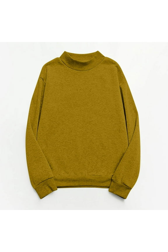 Oversized Sweatshirt for Women Solid Color Mock Neck Tshirts Casual Long Sleeve Pullover Tops Basic Fall Tops