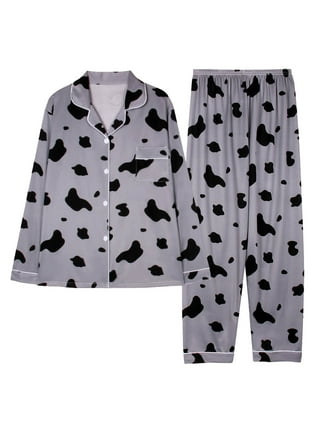 AherBiu Womens Flannel 2 Piece Pajamas Sets Button down Lapel Coats with  Pants Cozy Warm Sleepwear Homewear 