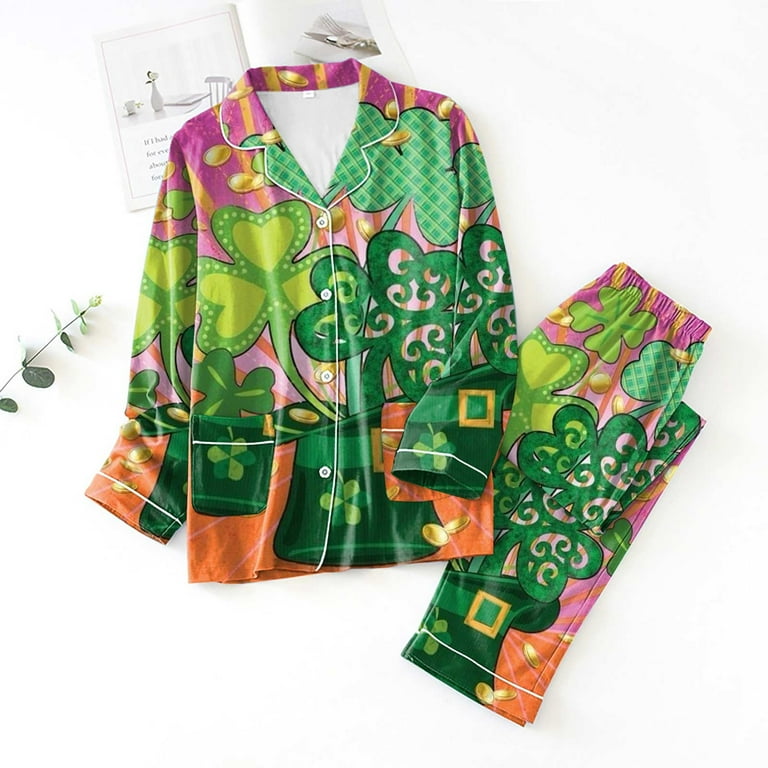 cllios Pajamas Set for Women Long Sleeve Sleepwear Button Down
