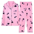 thumbnail image 1 of cllios Pajamas for Women Cute Feather Printed Pajama Sets Casual Long Sleeve Button Down Loungewear Women's 2 Piece Sleepwear Set Gifts for Girls Pink M-2XL, 1 of 2