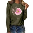 thumbnail image 1 of cllios Pink Ribbon Sunflower Shirts for Women Breast Cancer Awareness T-Shirt Long Sleeve Crewneck Sweatshirts Fall Tops Inspiration Gifts for Survivors Tshirts, 1 of 4