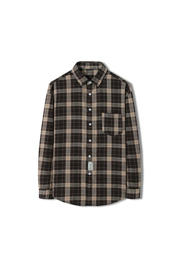 Plaid Flannel Shirts for Men Big and Tall Button Down Outerwear Streetwear Regular Fit Shirt Jackets Youth Long Sleeve Fall Outdoor Jacket